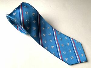 [ beautiful goods ]GUILD PRIME Guild prime necktie blue blue stripe Skull brand Logo motif made in Japan three . association company manufactured 