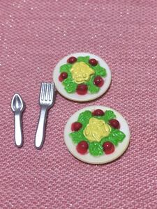シルバニアファミリー　サラダ　小物　食器　セット　ミニチュア　フィギュア