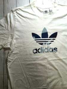 売り切り！！！☆adidas☆トレフォイルロゴ☆三つ葉マーク☆プリント☆Tシャツ☆ホワイト☆O☆ADIDAS☆Adidas☆ビッグサイズ☆オシャレ☆