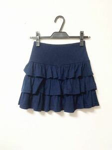 new goods root / navy frill miniskirt flair skirt 