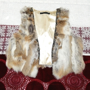 Brown white gray rabbit fur vest cardigan,ladies' fashion,cardigan,medium size
