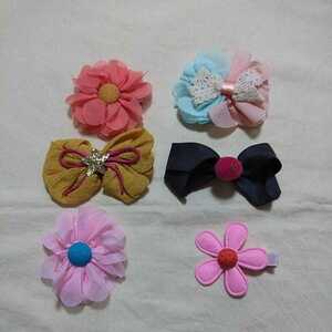 [ unused ][ stock disposal ] child girl hairpin hair clip floral print ribbon stylish one Point ③