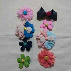 [ unused ][ stock disposal ] child girl hairpin hair clip floral print ribbon stylish one Point ⑥