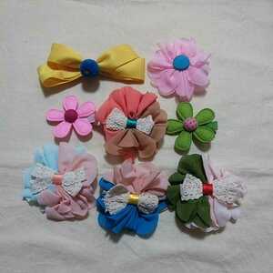 [ unused ][ stock disposal ] child girl hairpin hair clip floral print ribbon stylish one Point ⑦