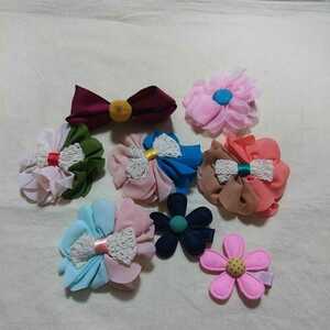 [ unused ][ stock disposal ] child girl hairpin hair clip floral print ribbon stylish one Point ⑨