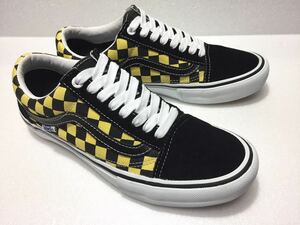 良好!! 定番 VANS バンズ OLD SKOOL PRO BLACK CHECKER BOARD & GOLD 25.5cm us 7.5 オールドスクール プロ チェッカーボード