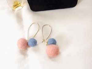  pink . blue. pompon. pretty temperature ... exist design ear origin . lovely ... remote .. earrings *