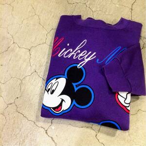 Mickey Mouse キャラクタースウェット　パープル　XL