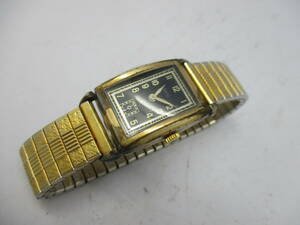 送料込　角金手巻き式　黒文字盤　Gersi　エクステンションブレス　角型腕時計　機械式
