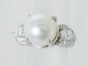 Shimizuya "Бесплатная доставка" жемчужина/приблизительно 11 мм алмаза/0,70ct Платиновый дизайн № 8