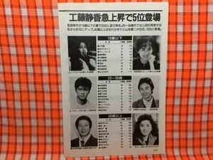 CN15973◆切抜き◇工藤静香中山美穂西城秀樹三田村邦彦杉良太郎石川さゆり西田ひかる◇工藤静香急上昇で5位登場・スーパージョッキーに出演