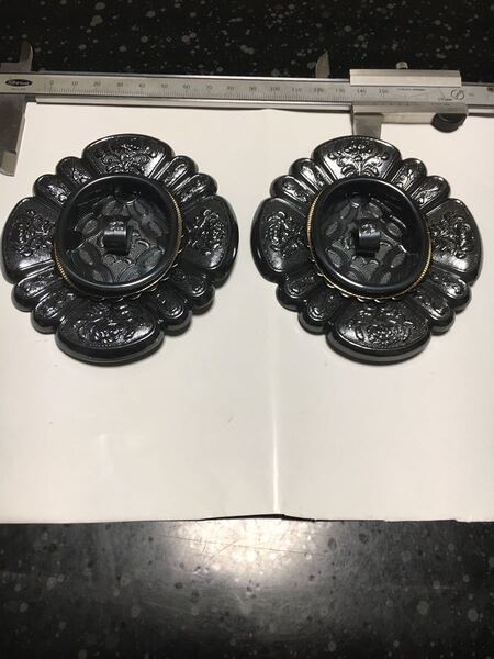 襖金具 銀古美 甲貝御殿 3寸5分 カン付 (S 825)2個 数量有り
