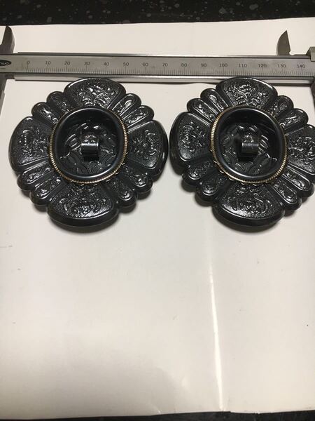 襖金具 銀古美 甲貝御殿 2寸5分 カン付 (S 825)2個 数量有り