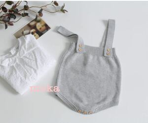  new goods [ fine quality ] 90 gray knitted rompers coverall One-piece baby man girl man and woman use grey imported car child clothes sweater 