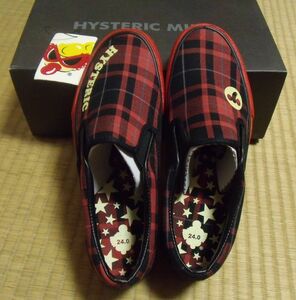  regular goods Hysteric Mini * shoes 24. slip-on shoes sneakers * red X black 