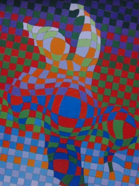 VASARELY, 道化, 希少画集画, 新品額装付, iafa, 絵画, 油彩, 抽象画