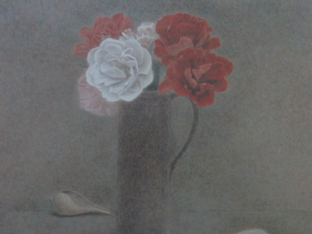 Shinsuke Yoshihara, [Flores en la mesa], De un raro libro de arte enmarcado., Nuevo con marco, Buen estado, gastos de envío incluidos, cuadro, pintura al óleo, pintura de naturaleza muerta