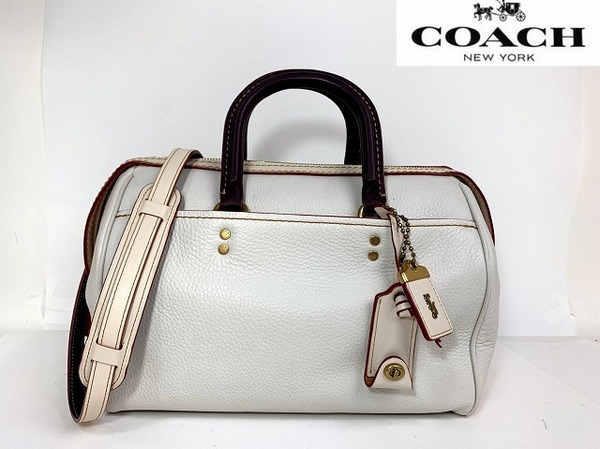 極美品★送料無料★ コーチ COACH ローグ サッチェル ペブルレザー 2Way ショルダーバッグ ハンドバッグ ☆