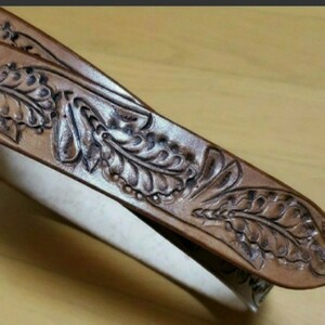 手彫り 本革 レザー ベルト用 帯 約140cm 約40mm幅 レザークラフト
