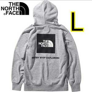 【新品・即決・送料無料】THE NORTH FACE ノースフェイス バックスクエアロゴフーディー パーカー グレー プルオーバー L