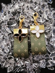 立体インナー ノーブランド モノグラム柄 ハンドメイド カーキチャーム