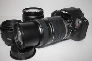 ★ Хороший продукт ★ Canon Cannon EOS Kiss x9 Single Focus Canon EF 50㎜1: 1,8 EF28-80㎜ EF 55-250 мм-это стандартное и телевидение и набор с одним фокусом тройной линзы