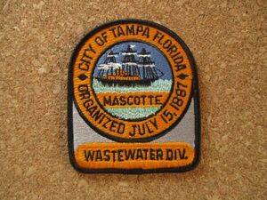 80s フロリダ州タンパ CITY OF TAMPA FLORIDA WASTEWATER DIVビンテージ刺繍ワッペン/帆船 旅行スーベニア観光アップリケ航海 海賊A