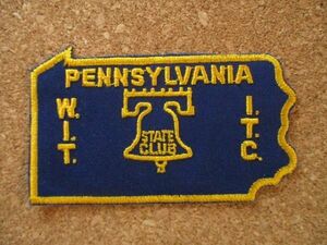 70s ペンシルベニア州PENNSYLVANIA WIT ITC ビンテージ刺繍ワッペン/鐘BELLベルSTATE CLUB 旅行スーベニア観光アップリケ