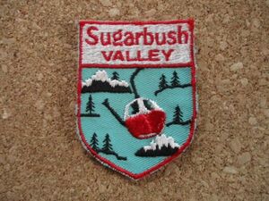 70s シュガーバッシュ・ビレッジSugarbush VALLEY スキー ビンテージ刺繍ワッペン/バーモント雪山ハイキング観光アップリケ土産パッチ