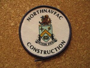 80s『NORTHNAVFAC CONSTRUCTION』ビンテージ ワッペン/海軍NAVYパッチ米軍USAアメリカ作業着ワークシャツのカスタムに！獅子ミリタリー碇