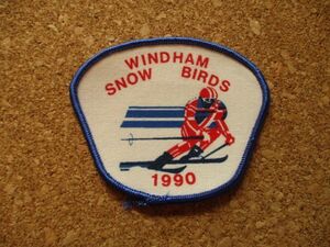 90s『AWINDHAM SNOW BIRDS 1990』ビンテージ ワッペン/スキーSKIパッチ雪山プリントUSAアメリカ ウィンタースポーツ デッドストック