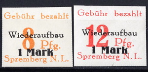 ★1946年 ドイツの都市 シュプレムベルク - 「額面加刷」 2種完 未使用(NH)(MI#17B-18B)★VD-152