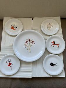 [ profit * unused ]. plate set KEY'S TABLE TAIHOH INC Japan large plate 1 sheets, small plate 5 pieces set boxed 