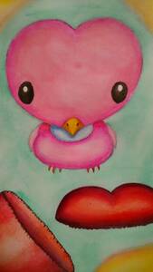 Art hand Auction Ilustración de obra de arte original dibujada a mano tamaño B5 Nace el pájaro del corazón, historietas, productos de anime, ilustración dibujada a mano