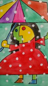 Art hand Auction B5 사이즈 원본 손으로 그린 삽화 일러스트 우산을 들고 있는 소녀, 만화, 애니메이션 상품, 손으로 그린 그림