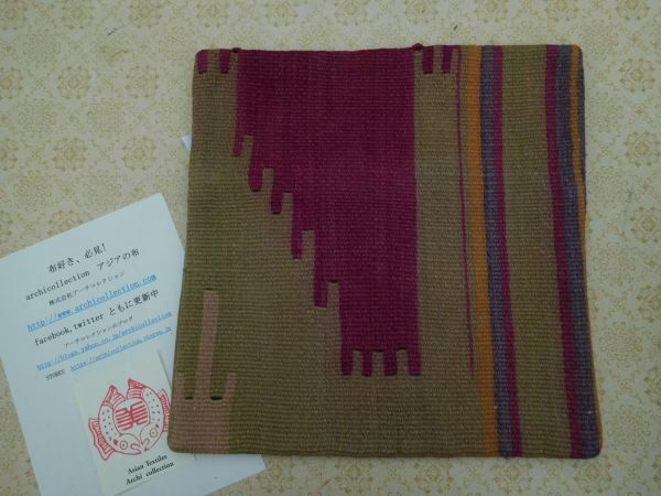 オールドキリムold kilim cushion cover クッションカバー④no.123 ウールwool 大体 40x40cm位 手織紡ぎ handmade ハンドメイド, クッション, 一般, 正方形