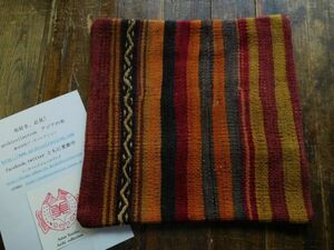 オールドキリムold kilim cushion cover　クッションカバー②no.42 ウールwool 大体40cm位x40cm位 手織紡ぎ　handmade ハンドメイド