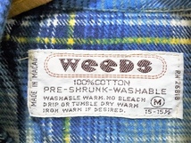 60’ｓ　ビンテージ　Weeds　長袖　ネルシャツ　青×黄色×白のチェック柄　マカウ製　100％コットン　M　古着_画像2