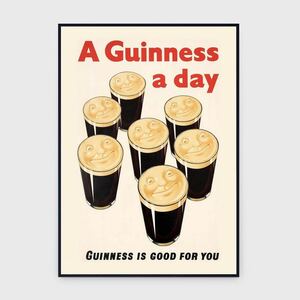 A Guinness A Day Vintage Poster ビンテージポスター アートポスター ギネス インテリア モダンアート ペインティング フェイス