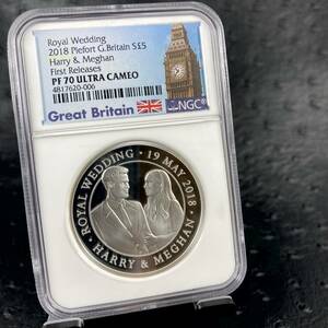 【最高鑑定】2018年 イギリス 銀貨 ロイヤルウェディング NGC PF70UC 鑑定 ピエフォー ウエディング モダンコイン アンティーク 英国