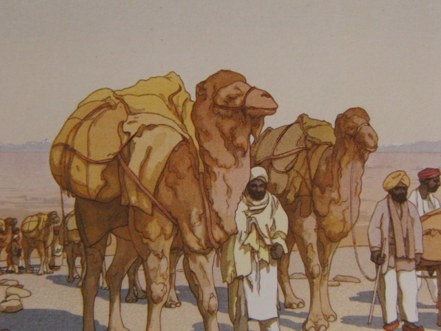 Hiroshi Yoshida, [Caravane en Afghanistan], Extrait d'un rare livre d'art encadré grand format, Produits de beauté, peintre japonais, Tout neuf avec cadre, frais de port inclus, peinture, peinture à l'huile, Nature, Peinture de paysage