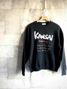 ☆★ 80s-90s OLD VINTAGE KANSAI O2 BIG LOGO DESIGN SWEAT BLACK カンサイO2 山本寛斎 ビッグロゴ スウェット オールド ビンテージ