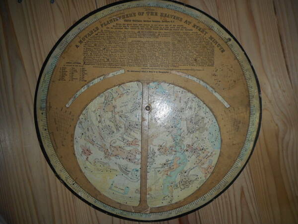 アンティーク、天球図、天文、星座早見盤、、星図、星座図絵1871年『米ホワイトオール星座早見盤』Star map, Planisphere, Celestial atlas