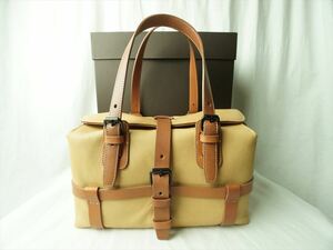  earth shop bag Boston bag leather combination beige Brown tote bag 