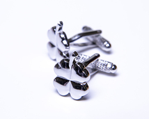 ◆カフスボタン ONYX-ART LONDON CK1103 FOUR LEAF CLOVER CUFFLINCS 美しくシルバー願い事がかないます四つ葉のクローバー・・♬～_画像5