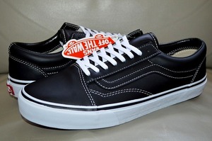 新品未使用 VANS バンズ レザー OLD SKOOL オールドスクール ブラック ホワイト 黒 天然革　US8 26センチ 送料無料