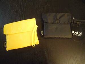 カルディ 新品 エコバッグ 2枚 セット バッグ 未使用 限定 黒 黄 黄色 ブラック イエロー 2色 セット トート KALDI バッグ ポイント消化