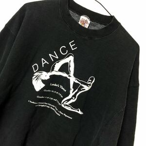 良プリント　DANCE USA製　90s フルーツオブザルーム 90％　コットン　OLD ビンテージ　アメリカ古着　サイズ　L 黒　90年代　vintage