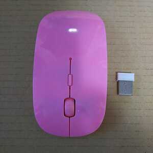 ◆ワイヤレスマウスサイレント 超薄型のUSB 2.4Gコンパクト省エネ ピンク
