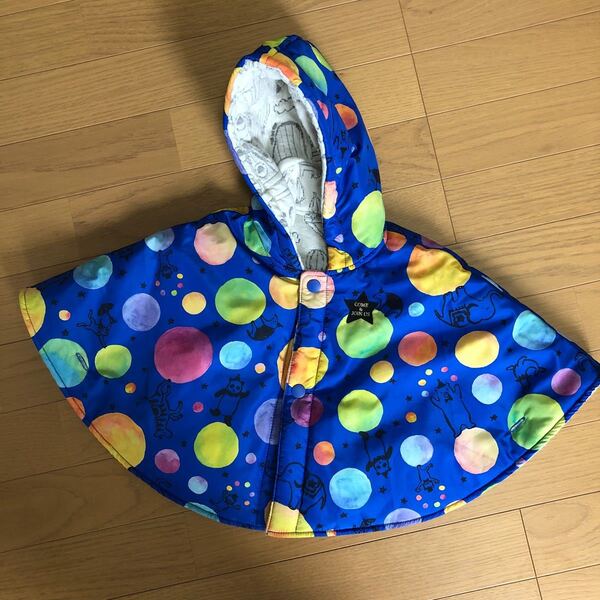 【新品】BIT'Z リバーシブルポンチョ レインポンチョ 雨具 ドット柄 70〜80